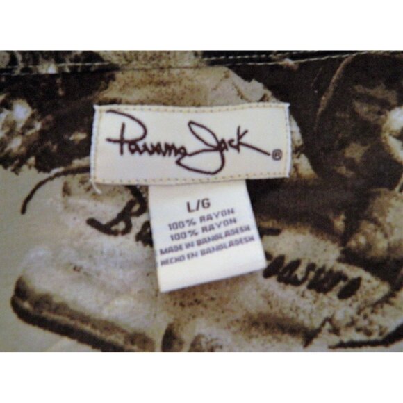 Panama Jack Hawaiian Shirt L Brown Rum Print Short Sleeve Button Rayon - Picture 7 of 7